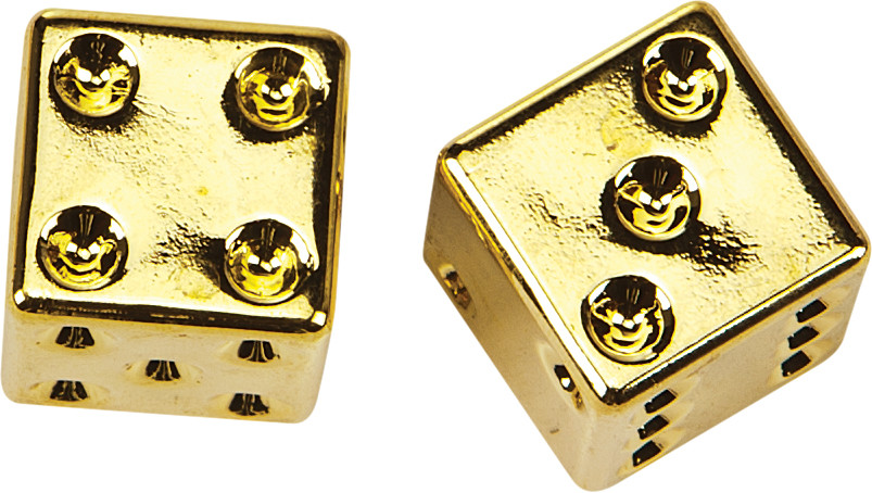 VALVE STEM CAPS GOLD DICE