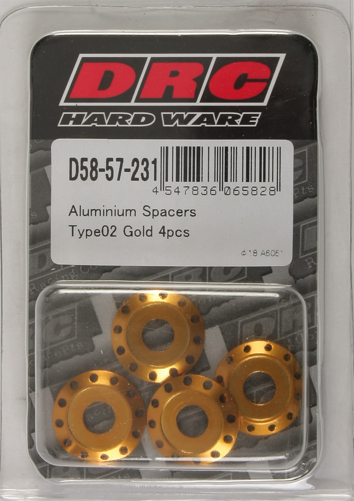 ALUMINUM SPACERS TYPE 2 GOLD M6X12MM 4/PK