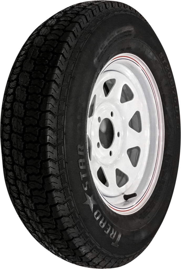TRAILER TIRE AND WHEEL ASSEMBLY WHITE